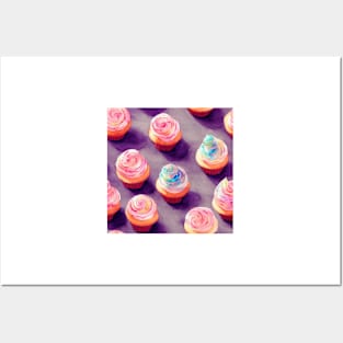 Watercolor cupcake pattern Posters and Art